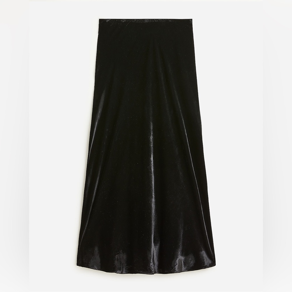 J. Crew Gwyneth Slip Skirt in Velvet, Black, Size L
